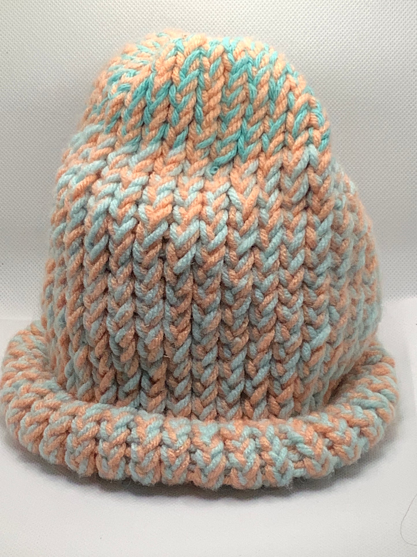 Peach Blue Knitted Hat