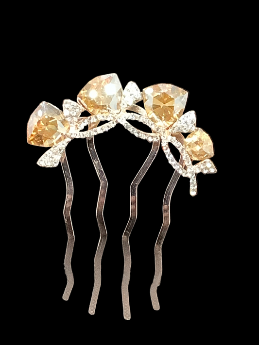 Yellow Jewelled Hair Comb