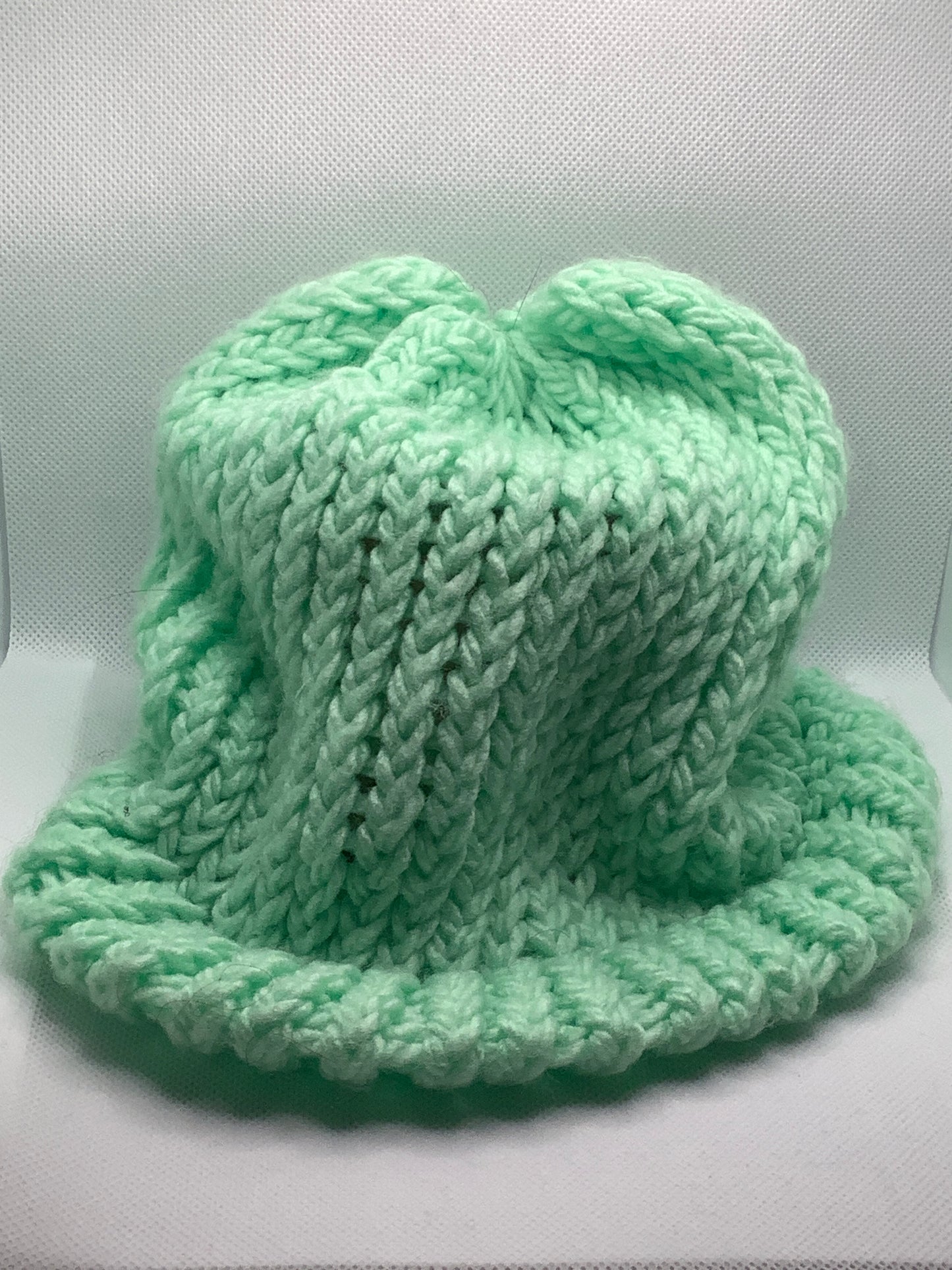 Light Green White Adult Knit Hat
