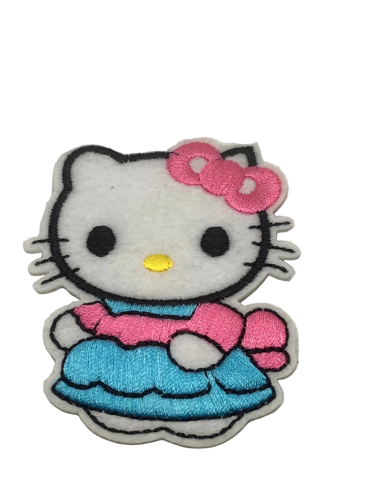 Pink Bow Blue Dress Cat Patch