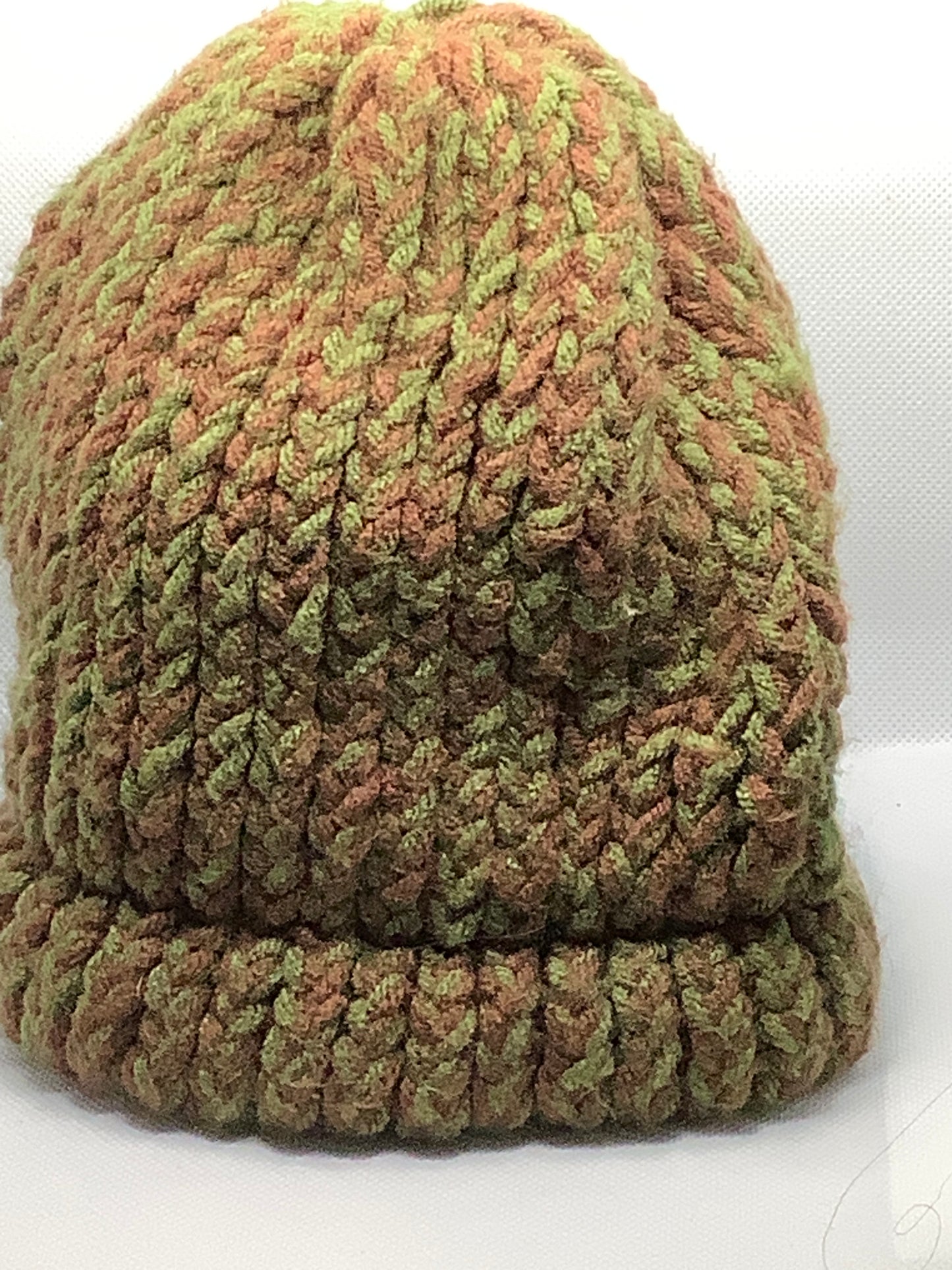 Adult Brown Green Knit Hat
