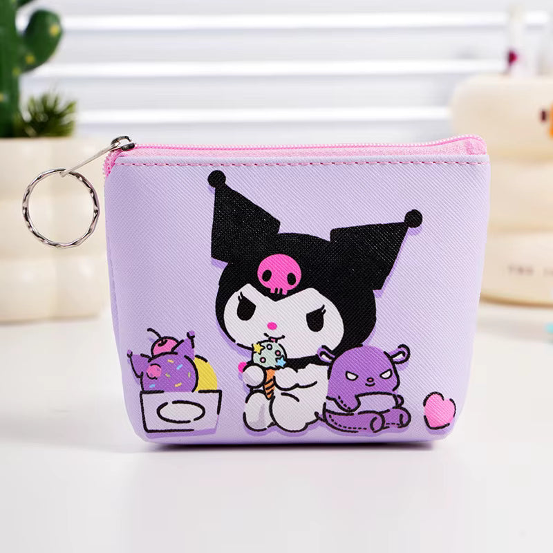 Purple Ice Cream Cone Keychain Coin Purse