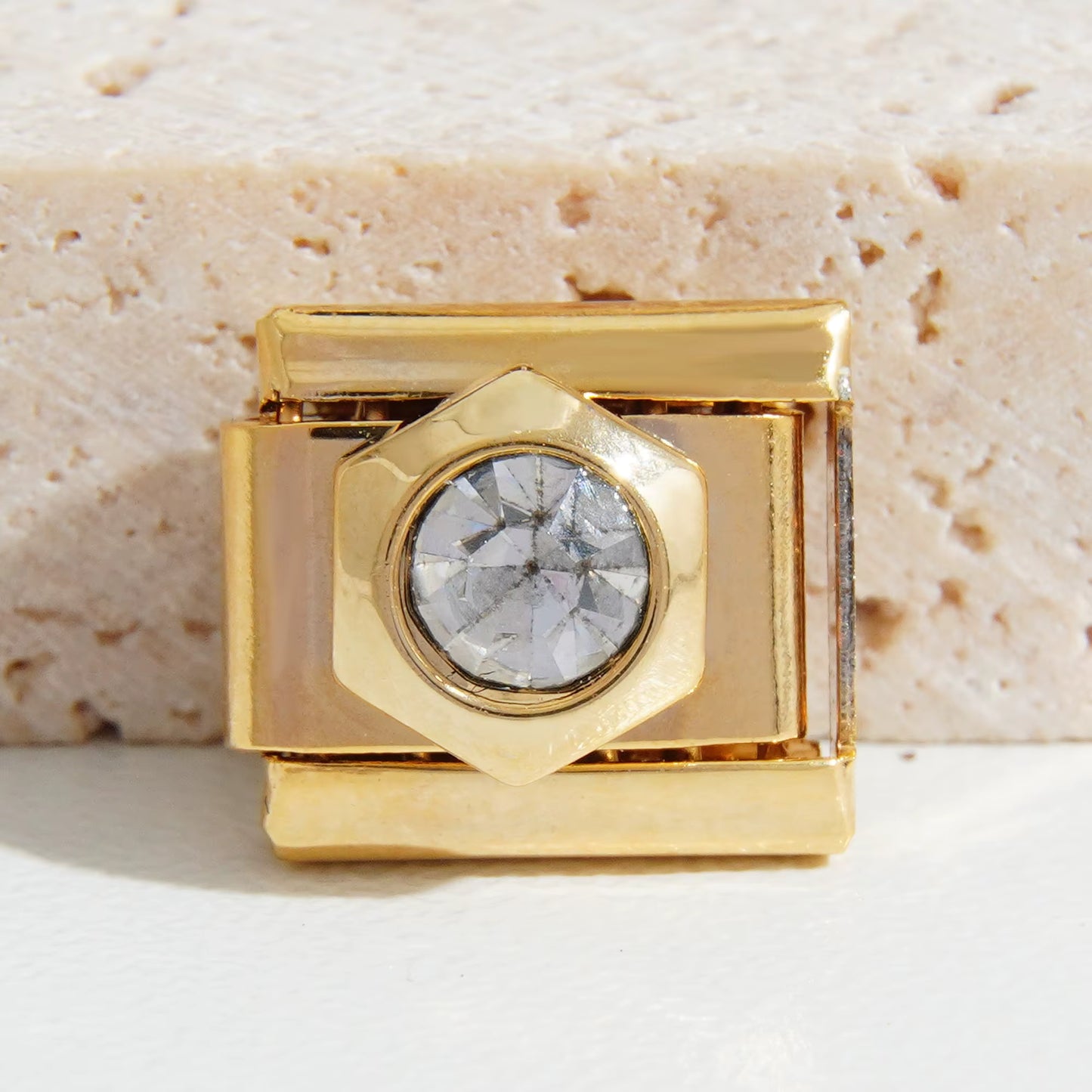 Gold Octagon Shape and Stone Charm