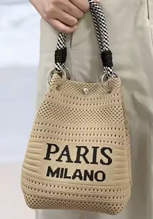 Canvas Crochet Bag with Button Closure