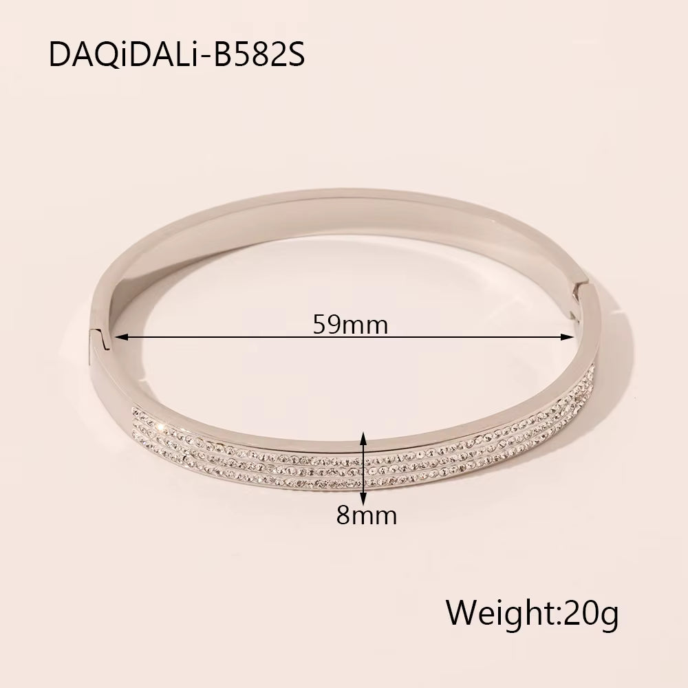 Stainless Steel Triple Channel Set Bracelet