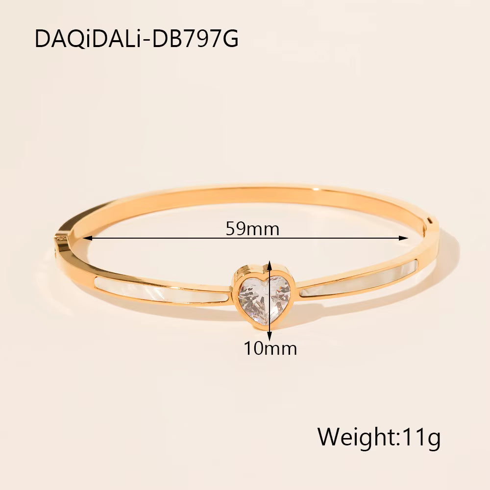 Crystal Heart Shell Bracelet