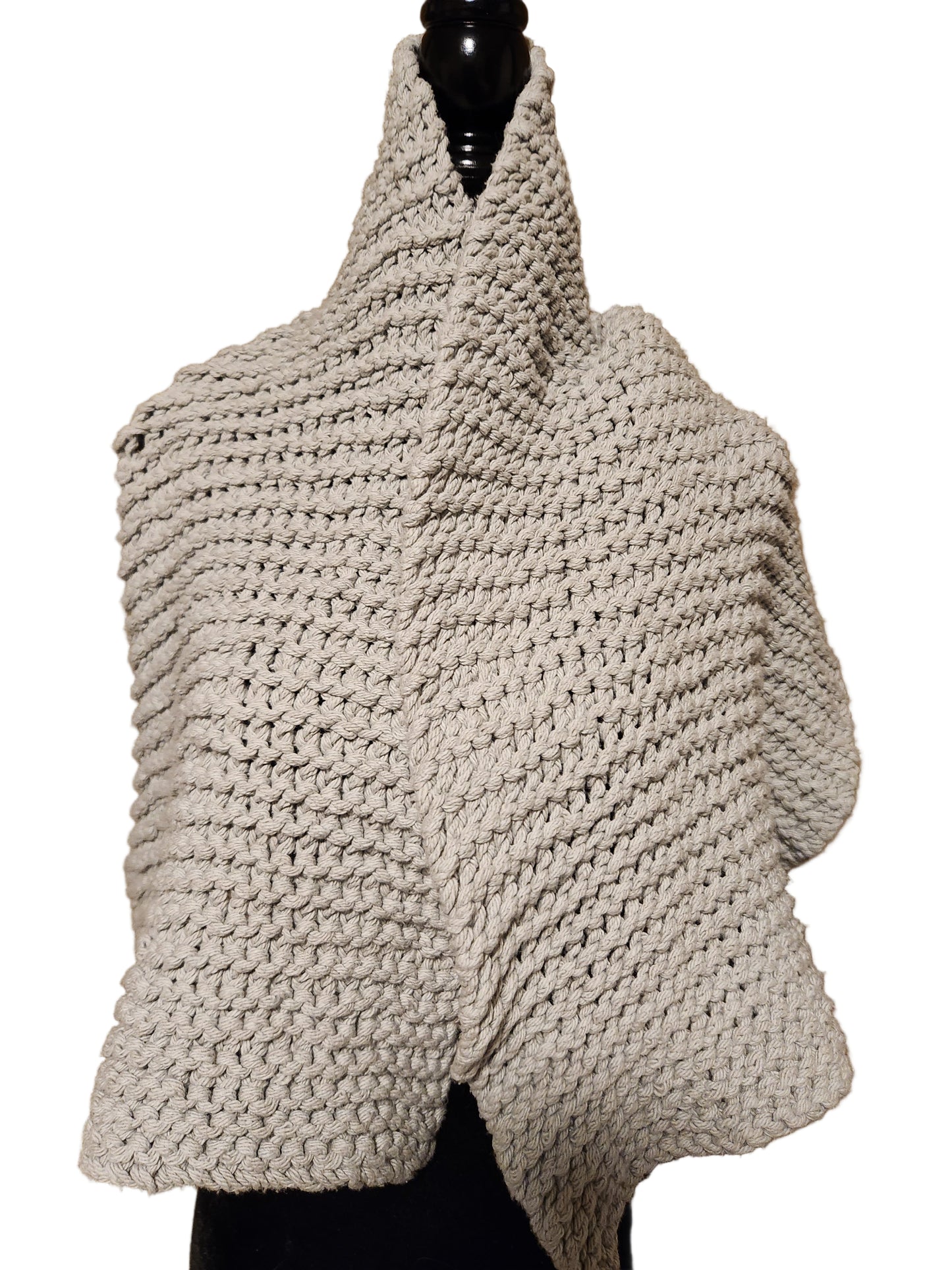 Hand Knit Shawl Scarf Grey