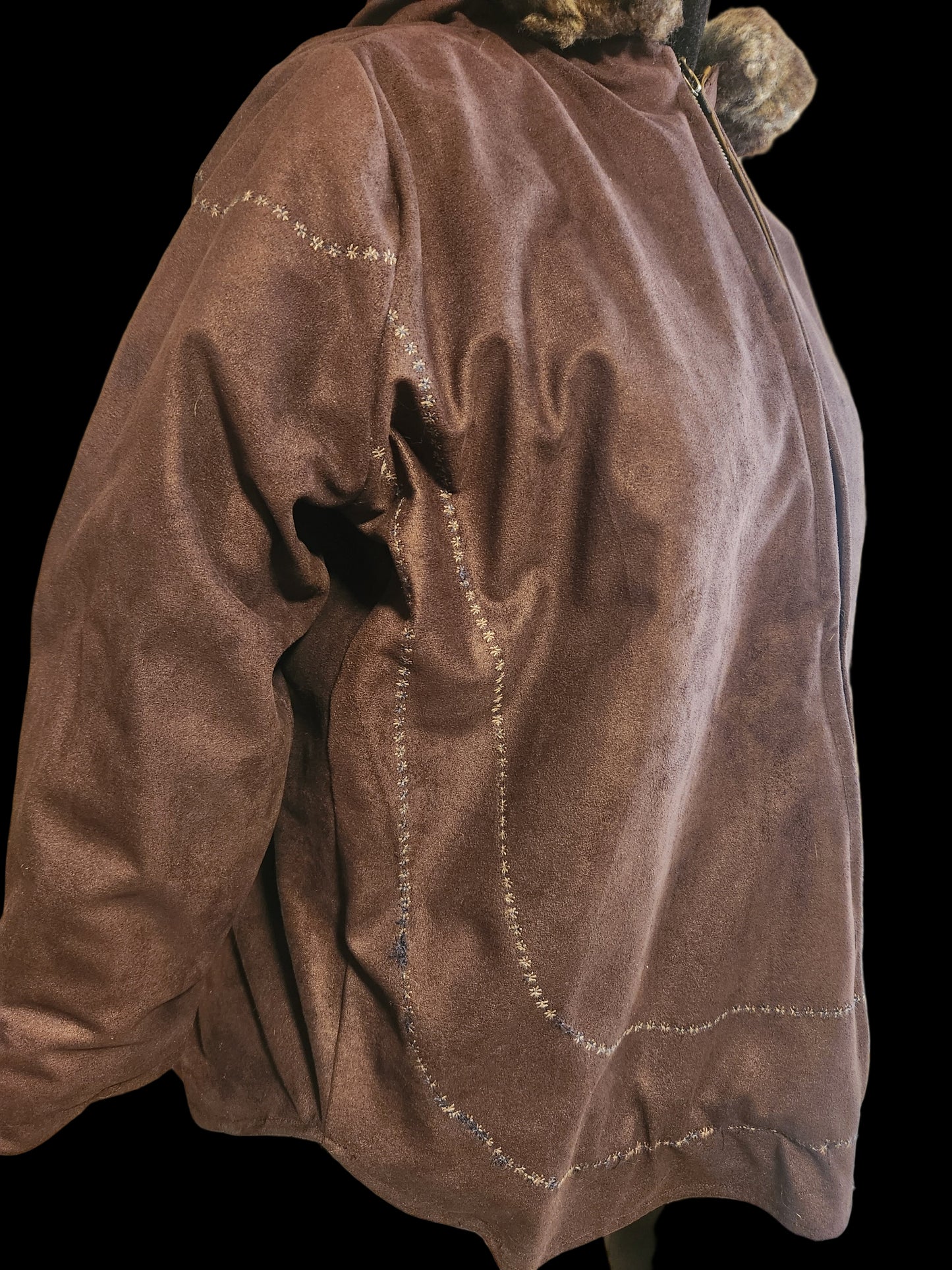 Size 10-12 Brown Faux Suede Parka