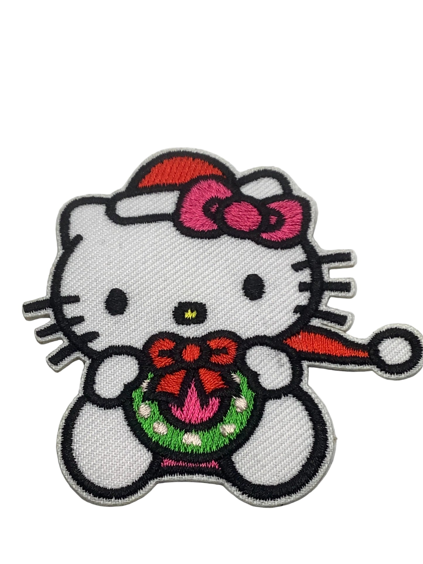 Santa Hat Wreath Cat Patch