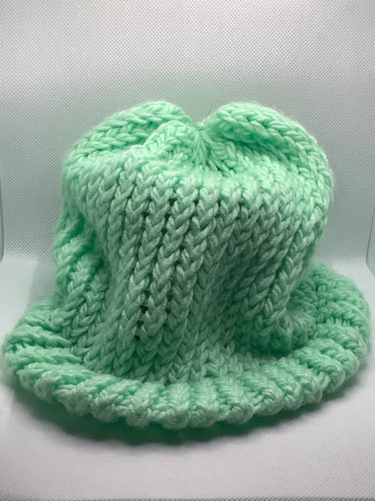 Light Green White Adult Knit Hat