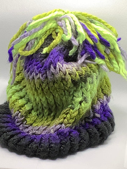 Green Purple Knit Hat
