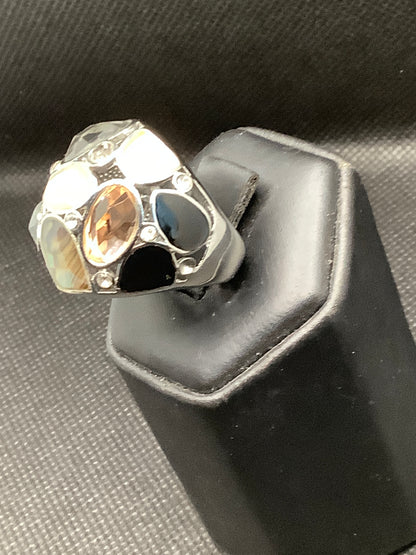 Abalone Multicolored Crystal Ring Size 7