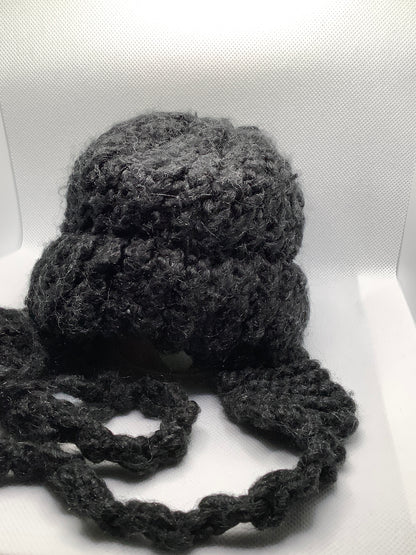 Baby Hand Knit Hat Dark Gray