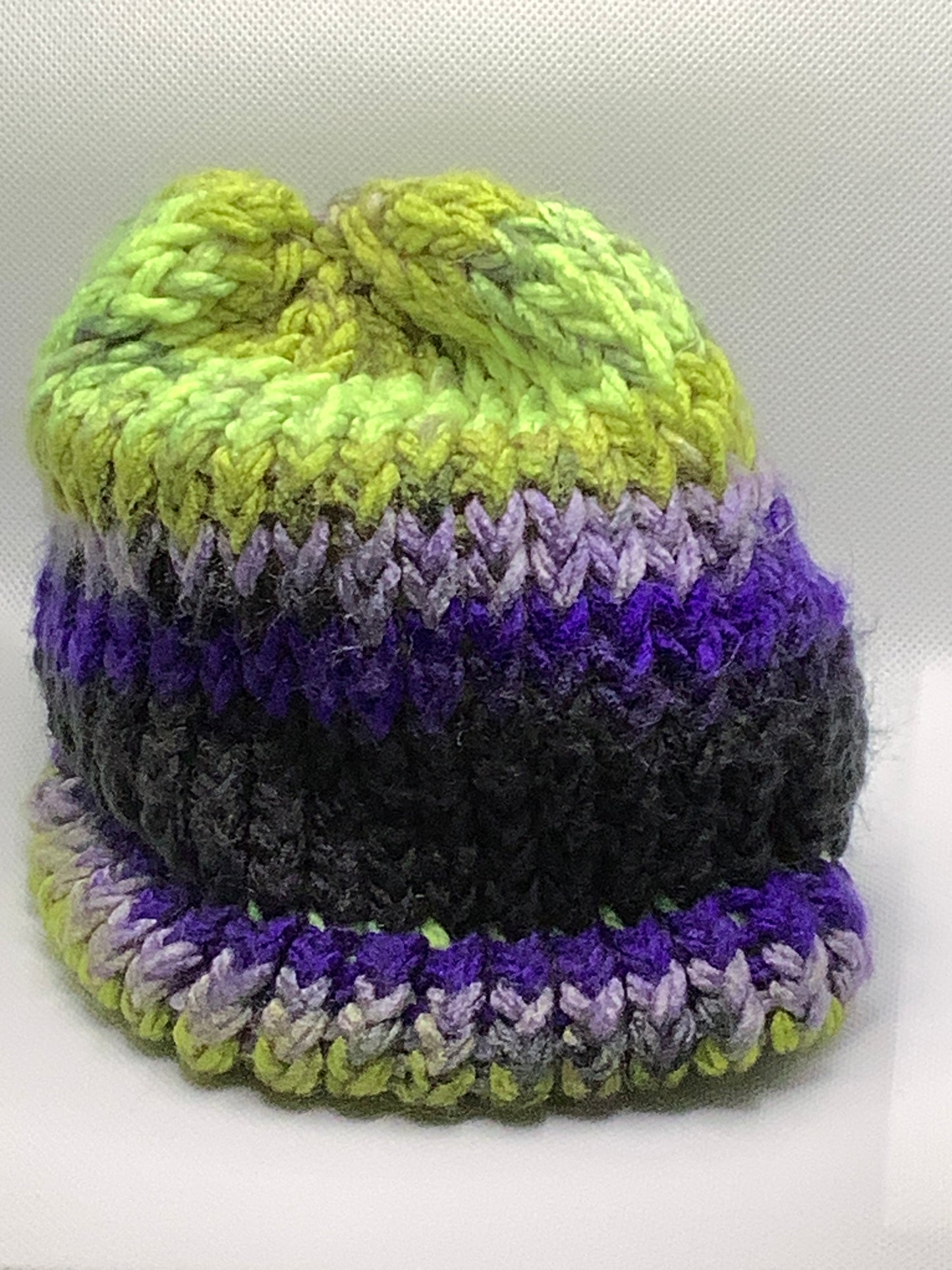 Green Purple Knit Hat