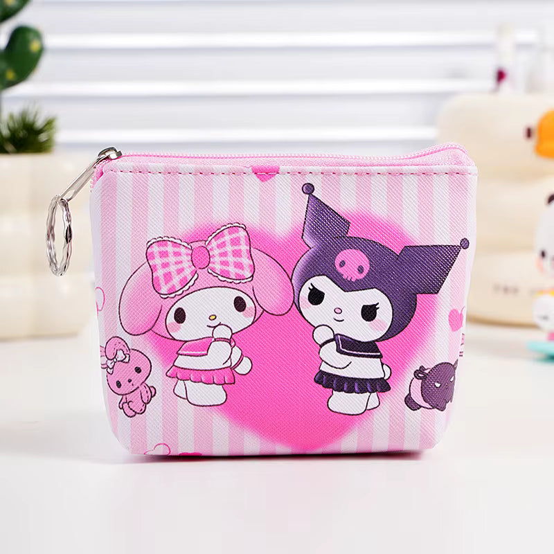 Pink and Purple Friends Keychain Coin Purse