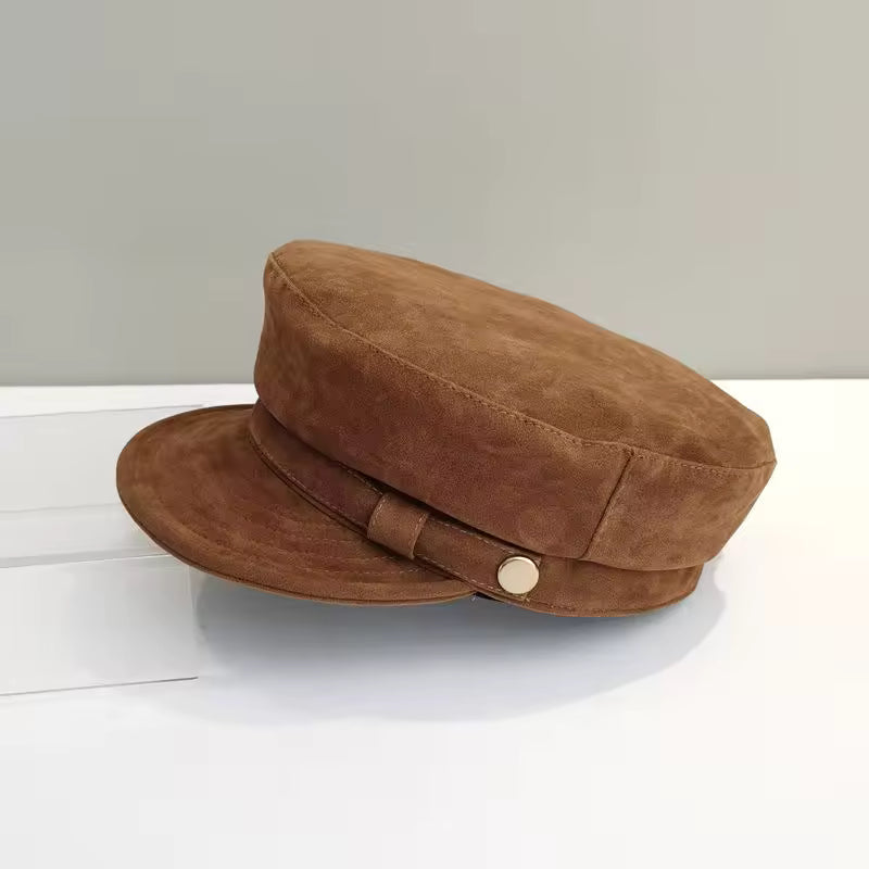 Faux Suede Newsboy Cap