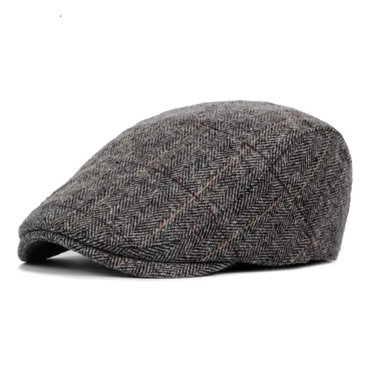 Men's Gray Herringbone Wool Driver Hat
