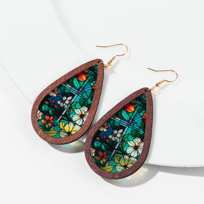Faux Stained Glass Drop Earrings