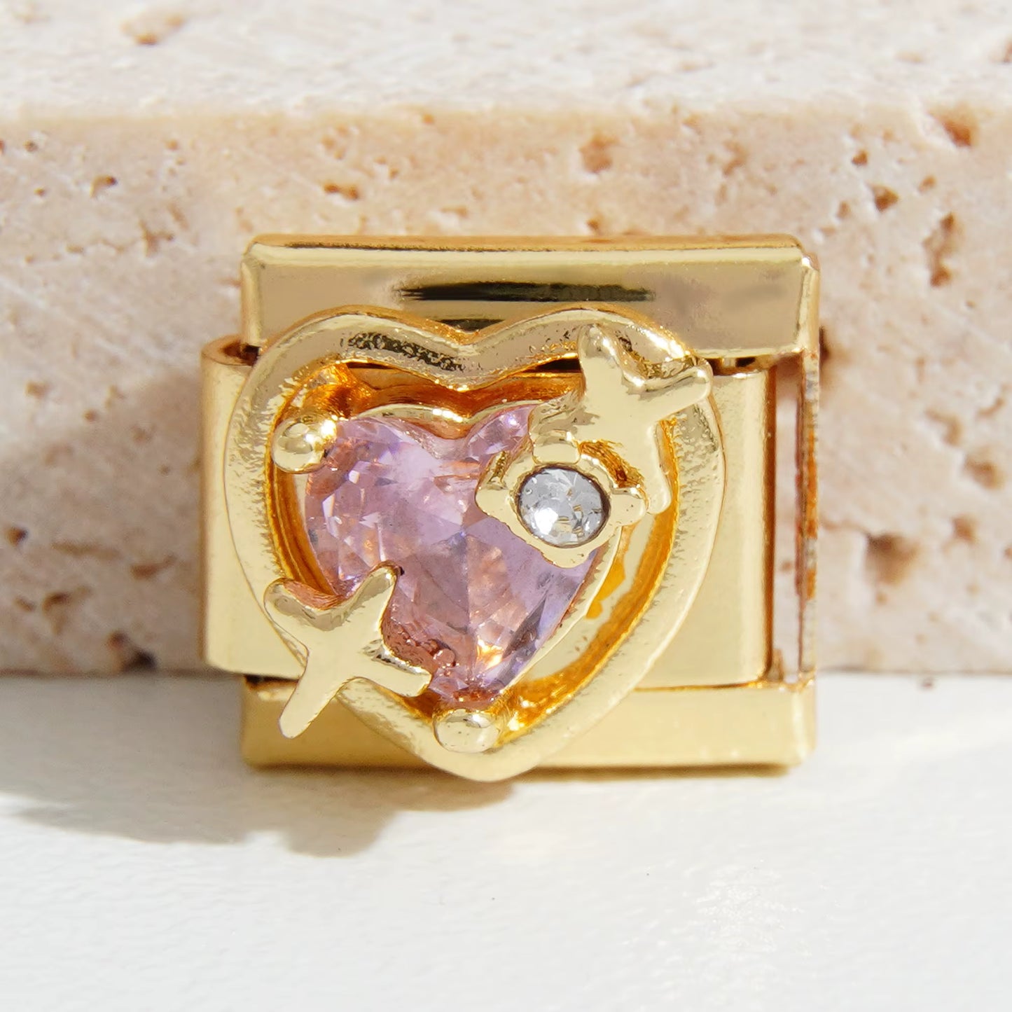 Gold Starfish Purple Heart and Stone Charm