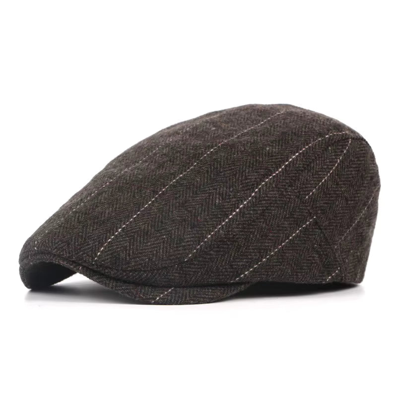 Men's Brown Herringbone Wool Driver Hat