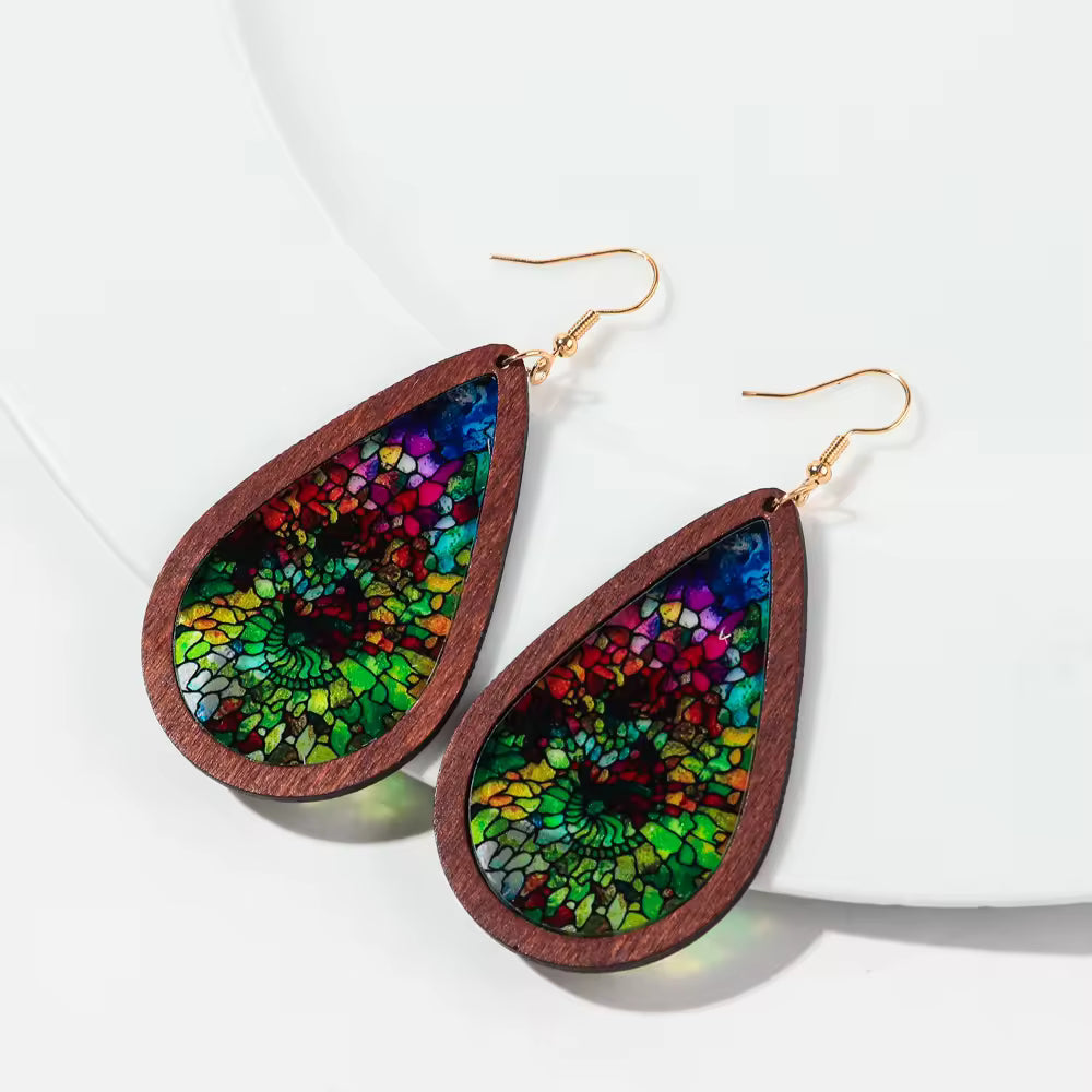 Faux Stained Glass Drop Earrings