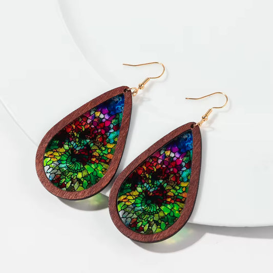 Faux Stained Glass Drop Earrings