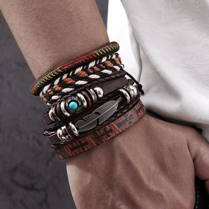 Beaded Leather Bracelet Sets