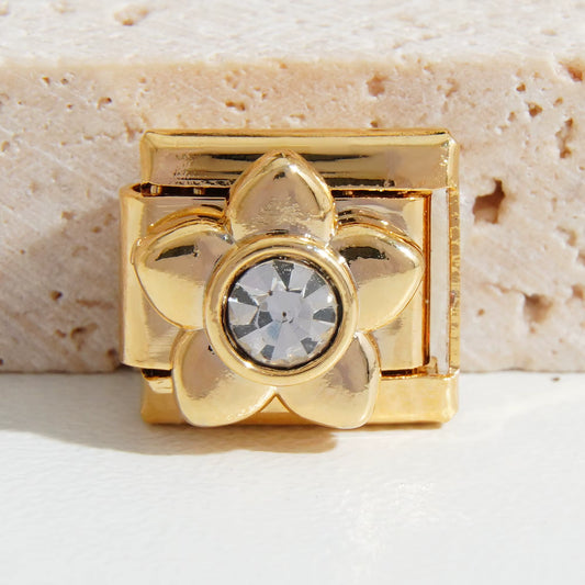 Gold Flower and Stone Charm