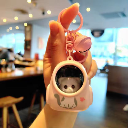 Cute Cat Carrier LED Keychain