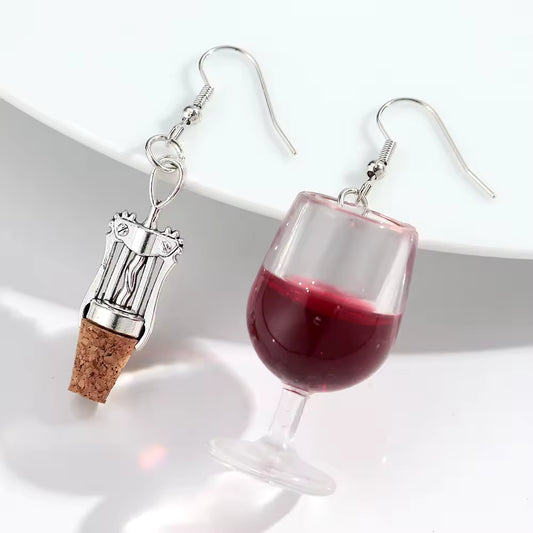 Wine Glass and Opener Earrings