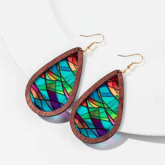 Faux Stained Glass Drop Earrings