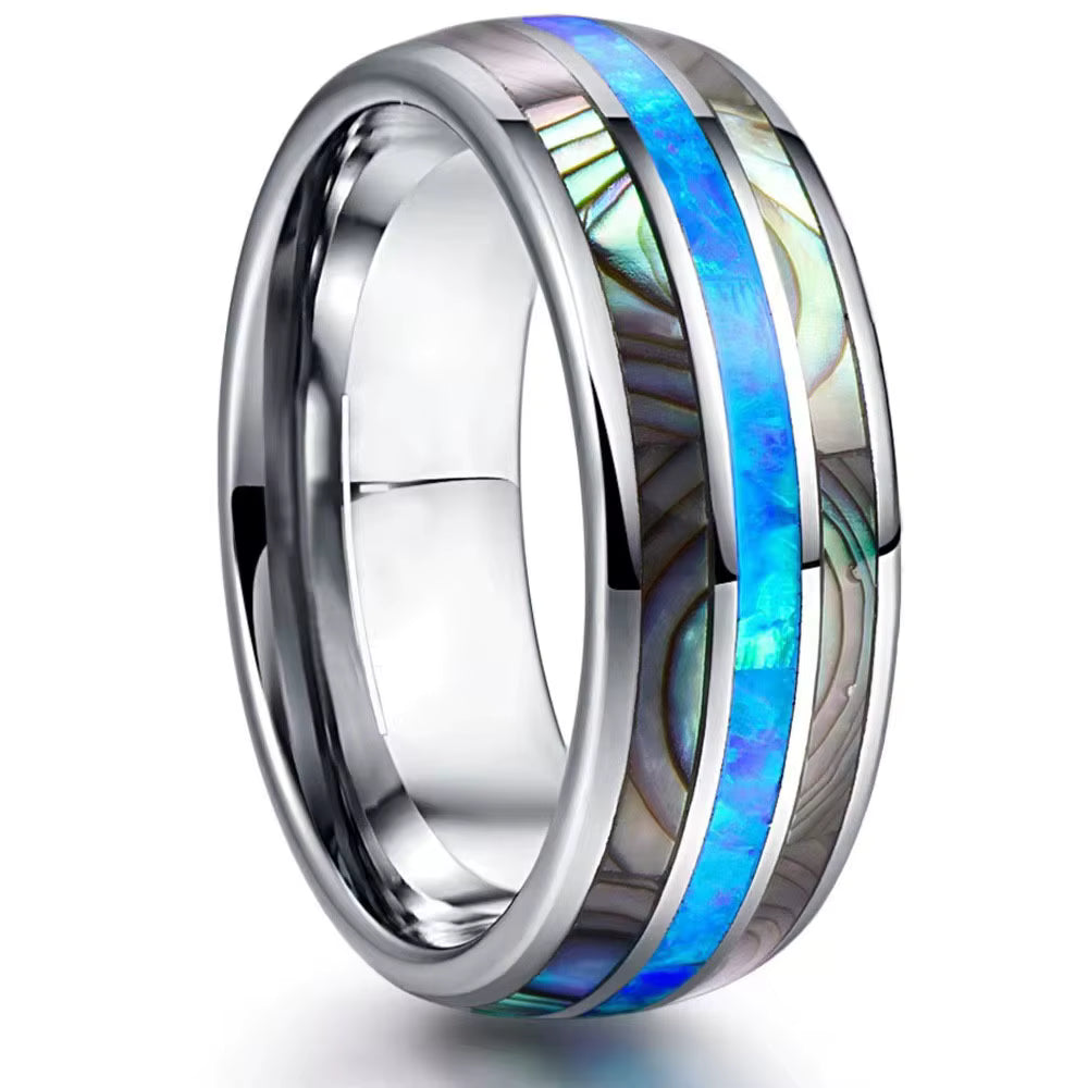 Unisex Stainless Steel Abalone Ring