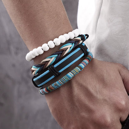 Beaded Leather Bracelet Sets