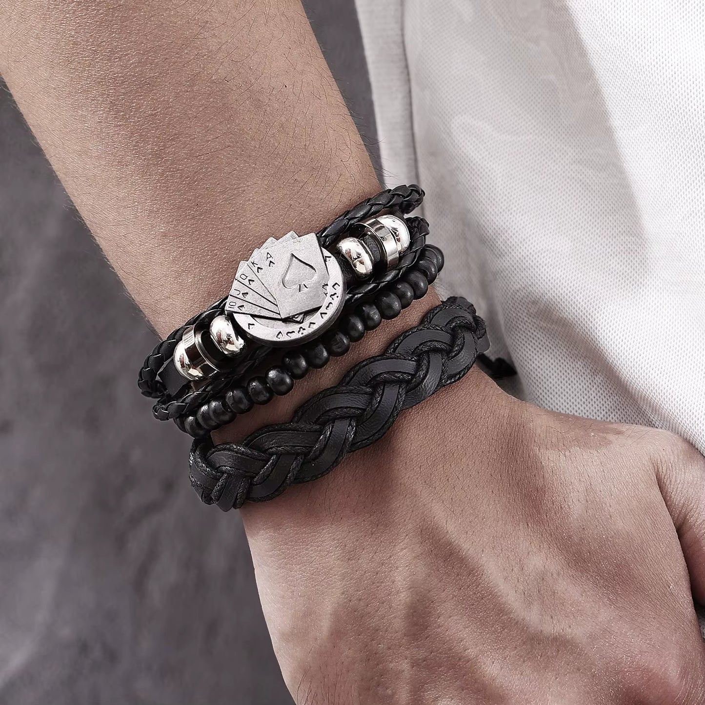 Beaded Leather Bracelet Sets