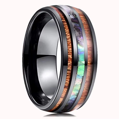 Unisex Stainless Steel Abalone Ring