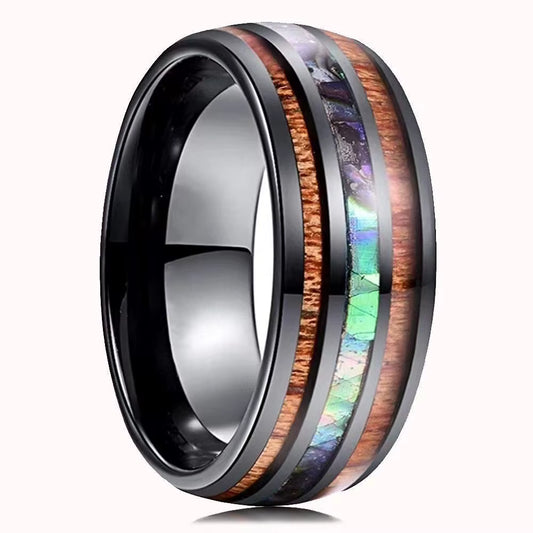 Unisex Stainless Steel Abalone Ring