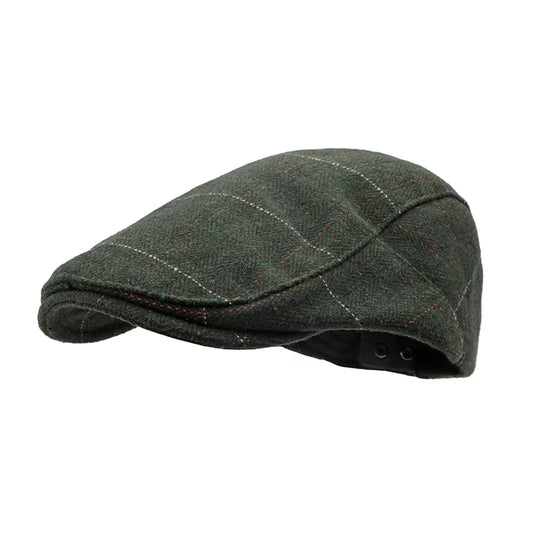 Men's Green Herringbone Wool Driver Hat