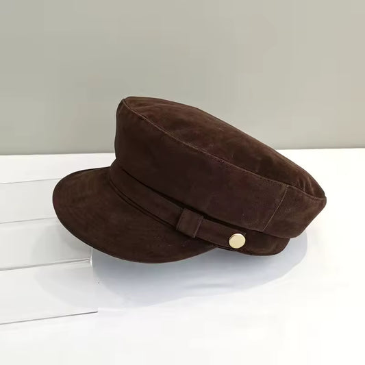 Faux Suede Newsboy Cap