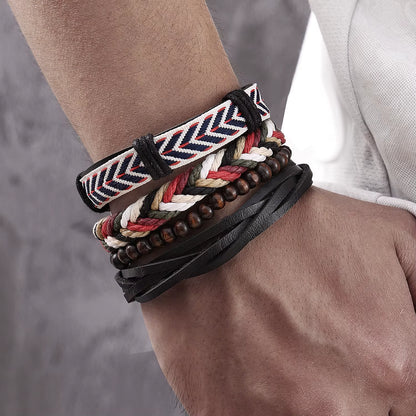 Beaded Leather Bracelet Sets