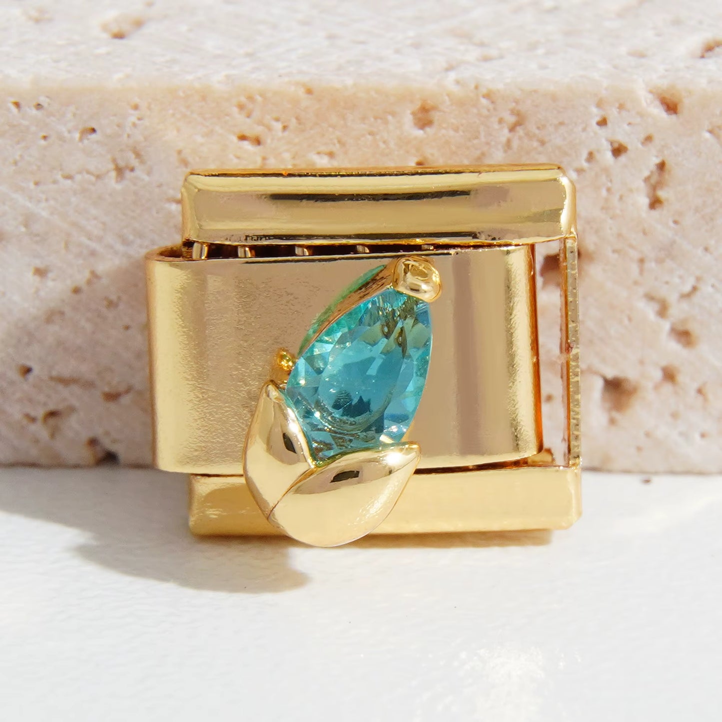 Gold Blue Green Tulip Charm