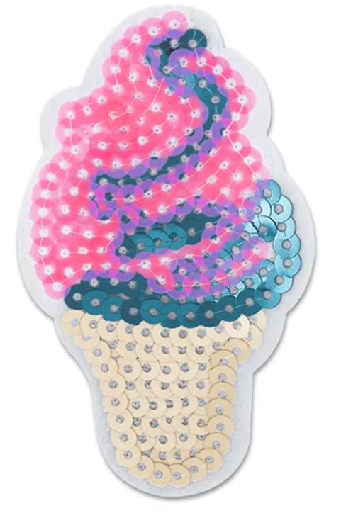 Multicolored Ice Cream Cone Sequin Patch