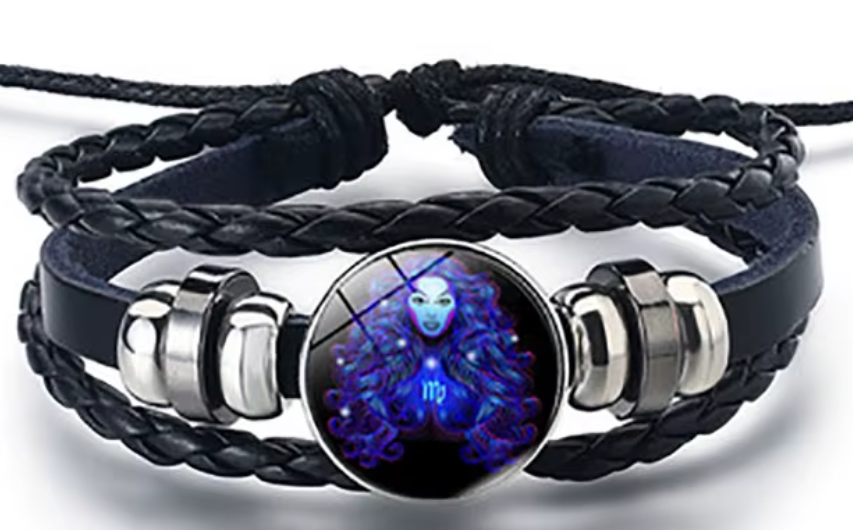 Braided Leather Horoscope Glow in the Dark Bracelets