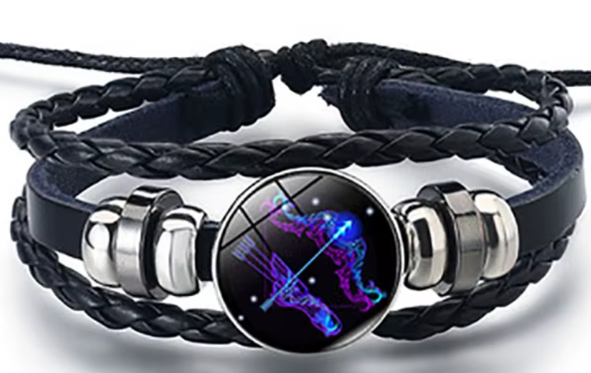 Braided Leather Horoscope Glow in the Dark Bracelets