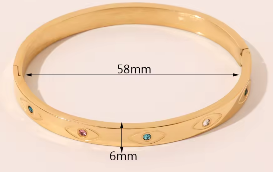 Multi Colored Eye Gold Colored Bracelet