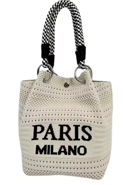Canvas Crochet Bag with Button Closure