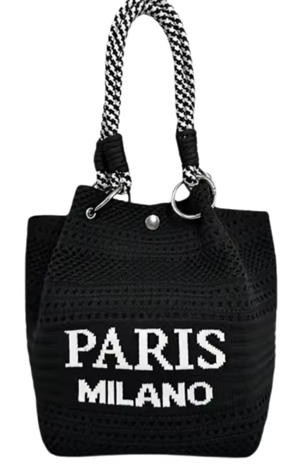 Canvas Crochet Bag with Button Closure