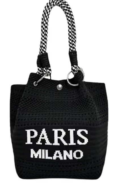 Canvas Crochet Bag with Button Closure