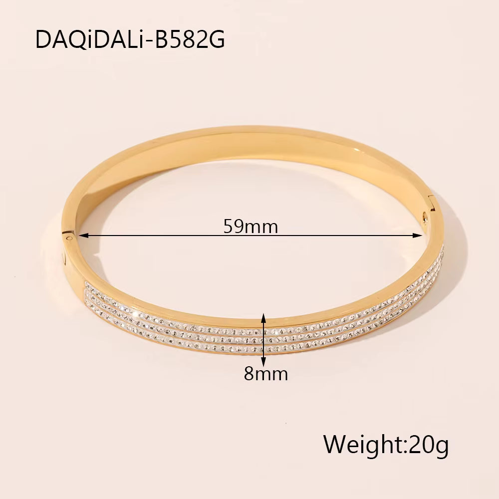 Stainless Steel Triple Channel Set Bracelet