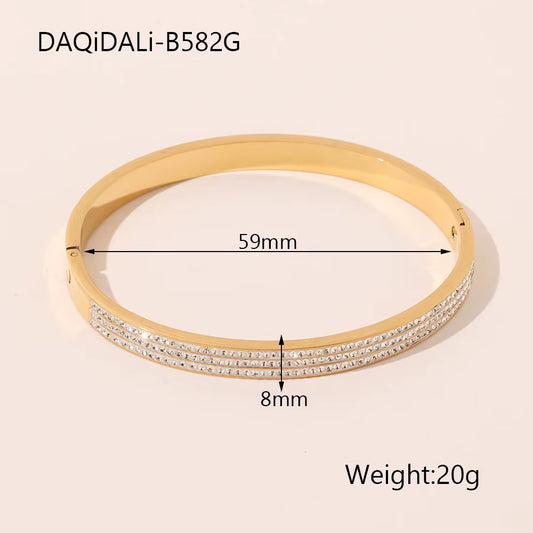 Stainless Steel Triple Channel Set Bracelet