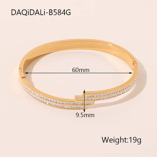 Gold Overlapped Double Channel Bracelet